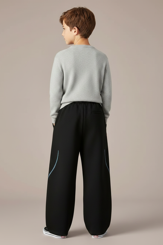 Pantalon Japonais Noir Ample Rayures Colorées Garçon - Molleton - vue 2