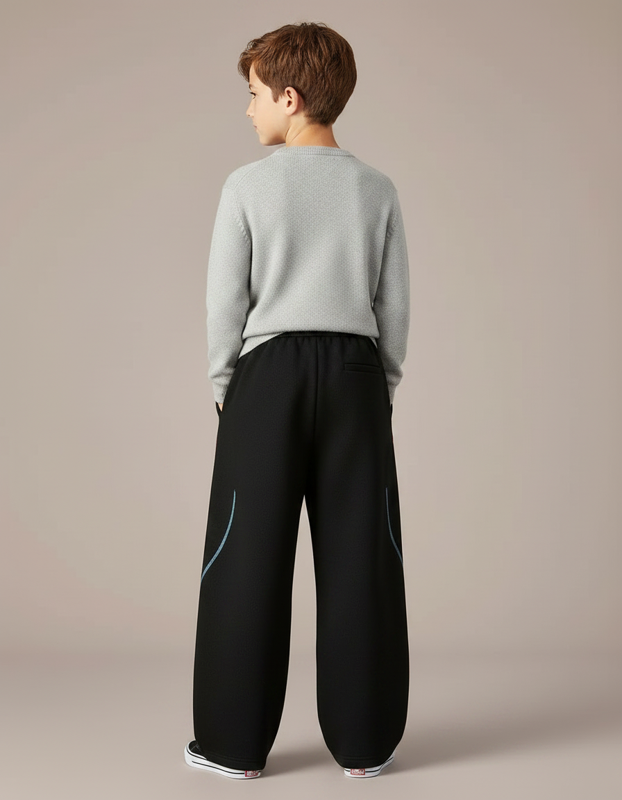 Pantalon Japonais Noir Ample Rayures Colorées Garçon - Molleton - vue 2