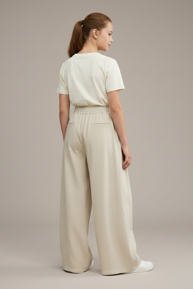 Pantalon Japonais Beige Ample Plissé Décontracté Enfant - Lin - vue 2