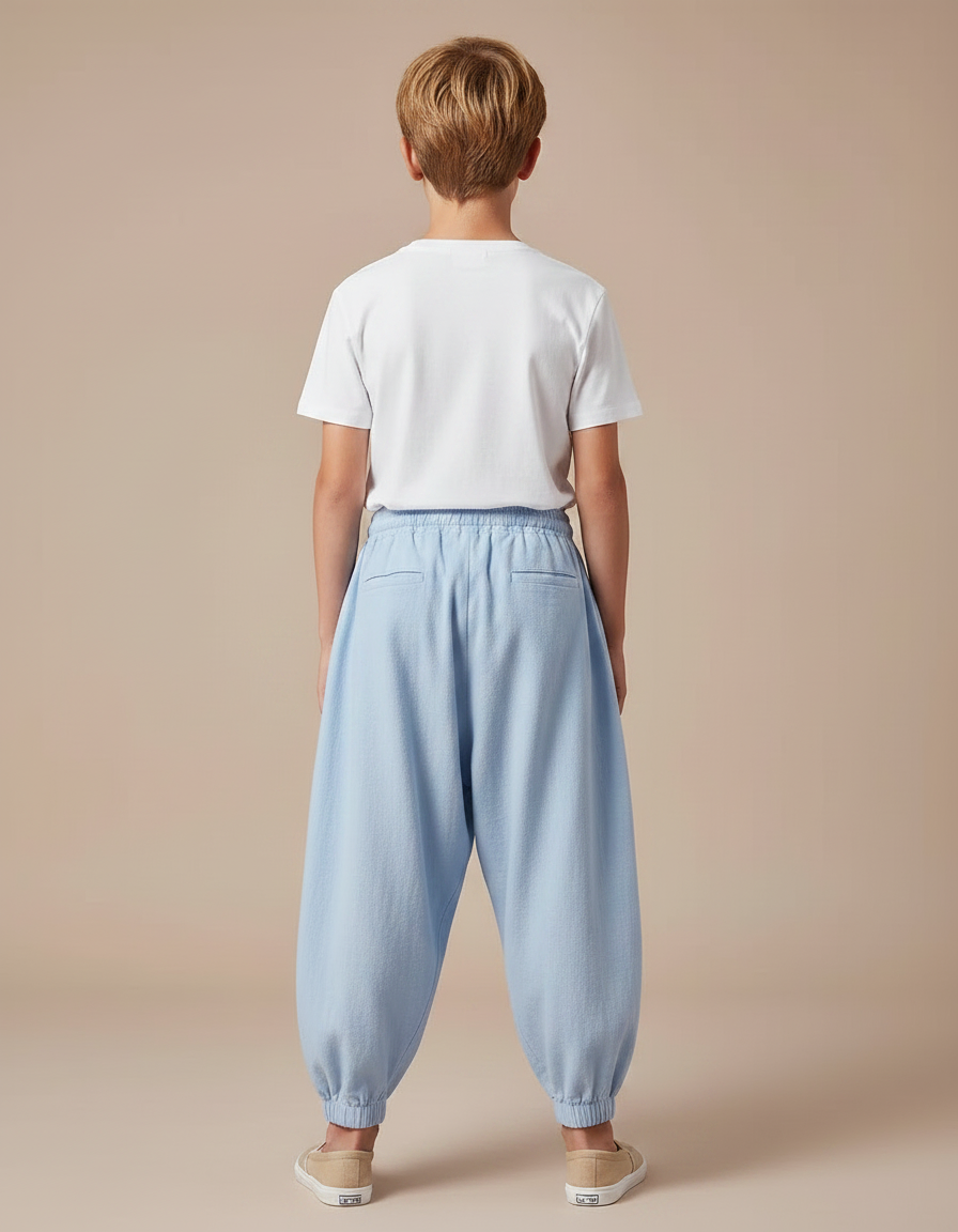 Pantalon Japonais Bleu Ciel Ample Coton Enfant - vue 2