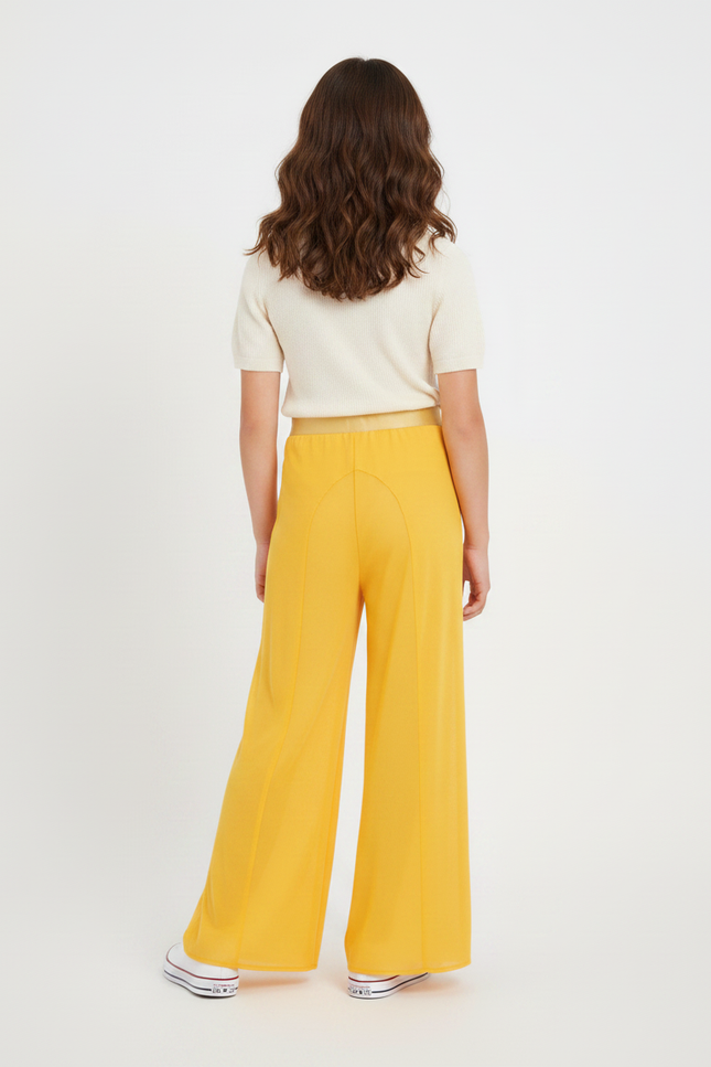 Pantalon Japonais Jaune Fluide Ample Fille Maille - vue 2