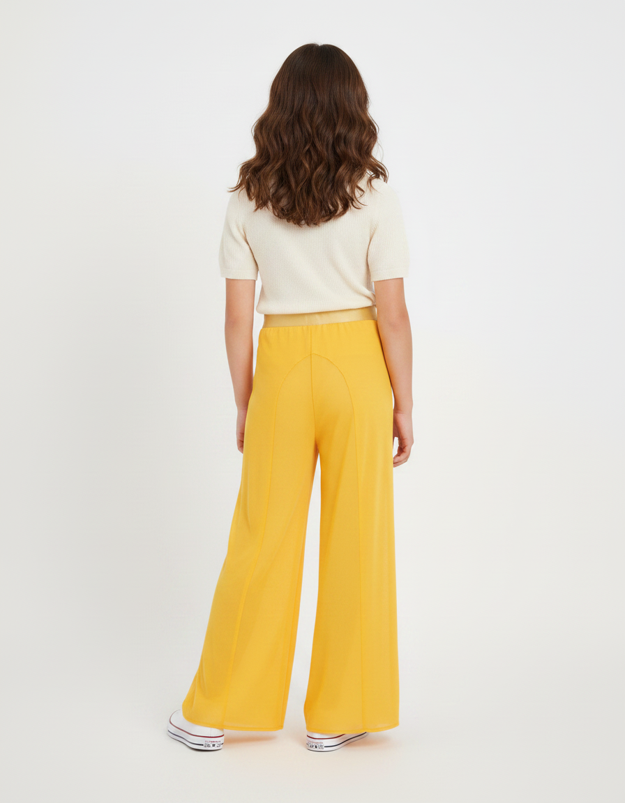Pantalon Japonais Jaune Fluide Ample Fille Maille - vue 2