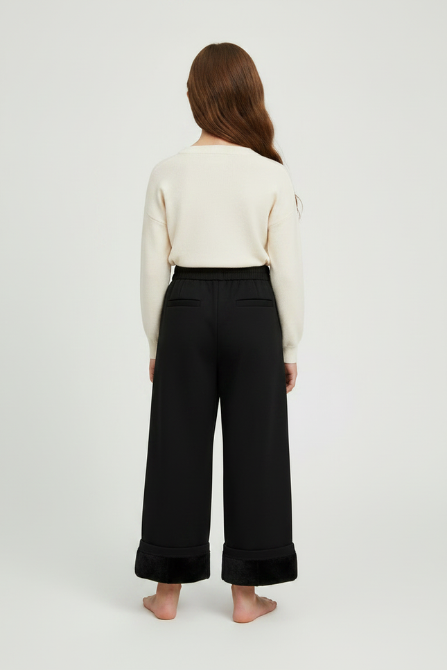 Pantalon Japonais Noir Large Doublé Polaire Enfant - Molleton - vue 2