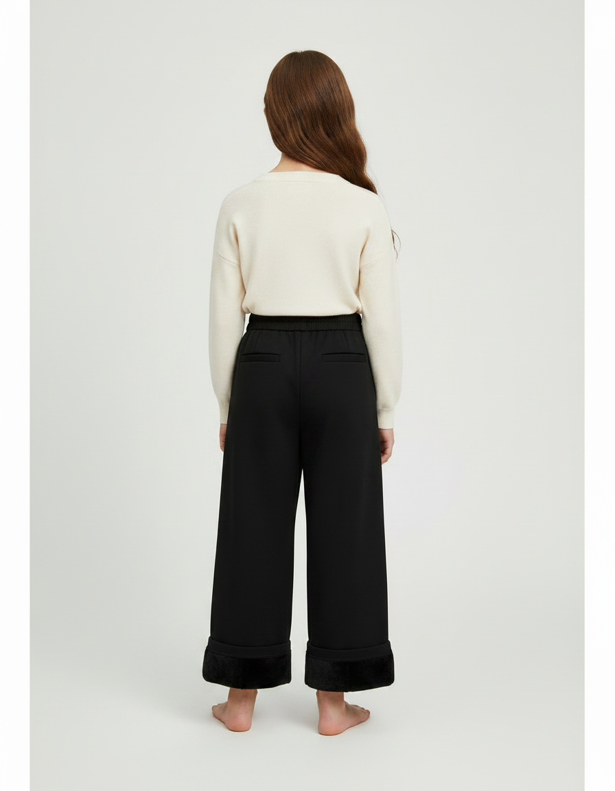 Pantalon Japonais Noir Large Doublé Polaire Enfant - Molleton - vue 2