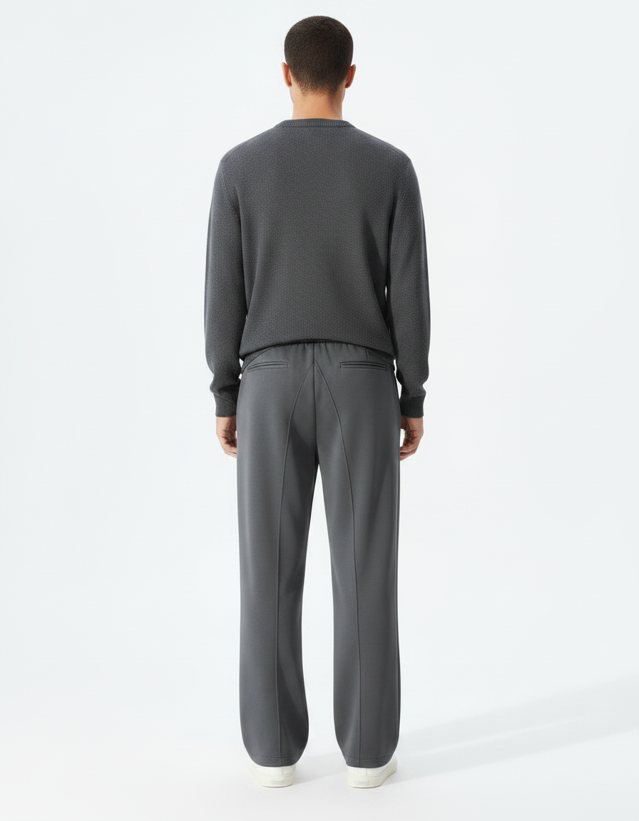 Pantalon Japonais Gris Anthracite Ample Fluide Sportif - Molleton - vue 2