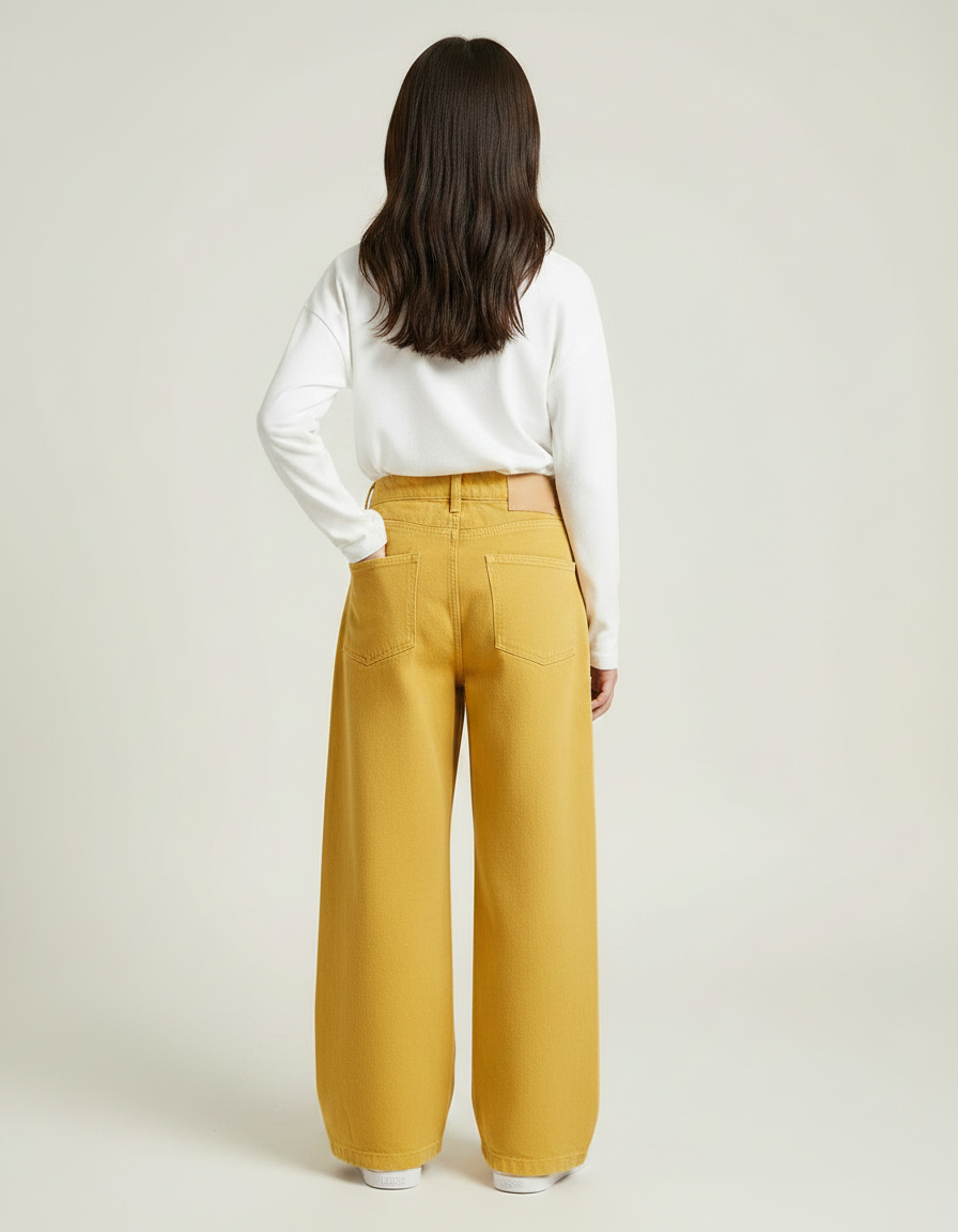 Pantalon Japonais Jaune Ample Coton Enfant - vue 2