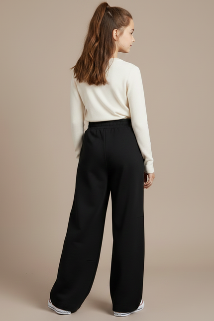 Pantalon Japonais Noir Ample Coton Sportif Fille - Molleton - vue 2