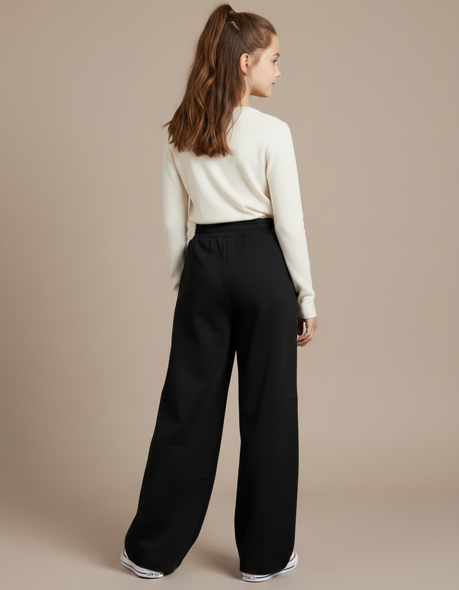 Pantalon Japonais Noir Ample Coton Sportif Fille - Molleton - vue 2