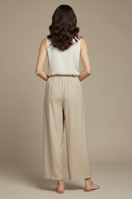 Pantalon Japonais Beige Ample Fluide Décontracté Tencel - Viscose - vue 2