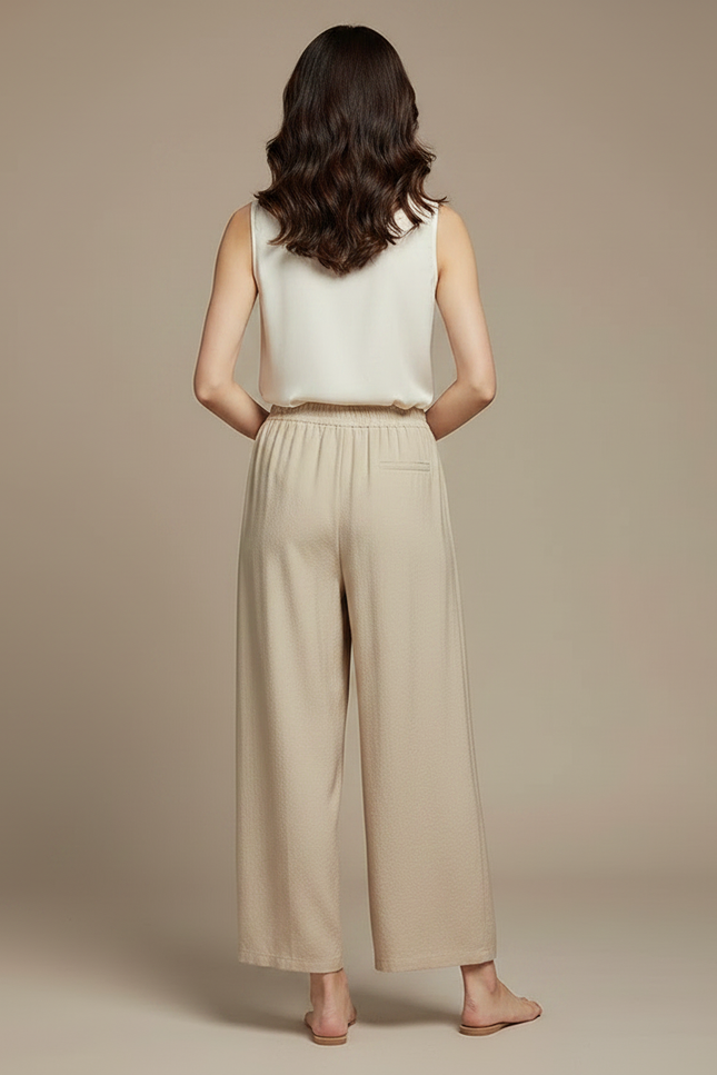 Pantalon Japonais Beige Ample Fluide Décontracté Tencel - Viscose - vue 2