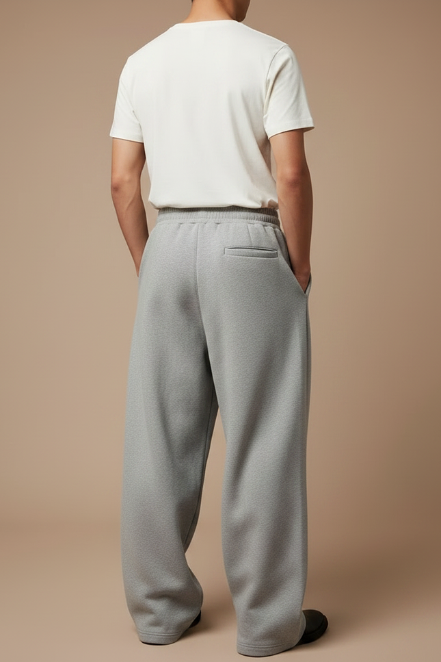 Pantalon Japonais Gris Ample Molleton Cordon Décontracté Homme - vue 2