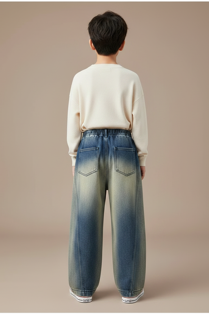 Pantalon Japonais Denim Délavé Ample Enfant Garçons - Multicolore Jean - vue 2
