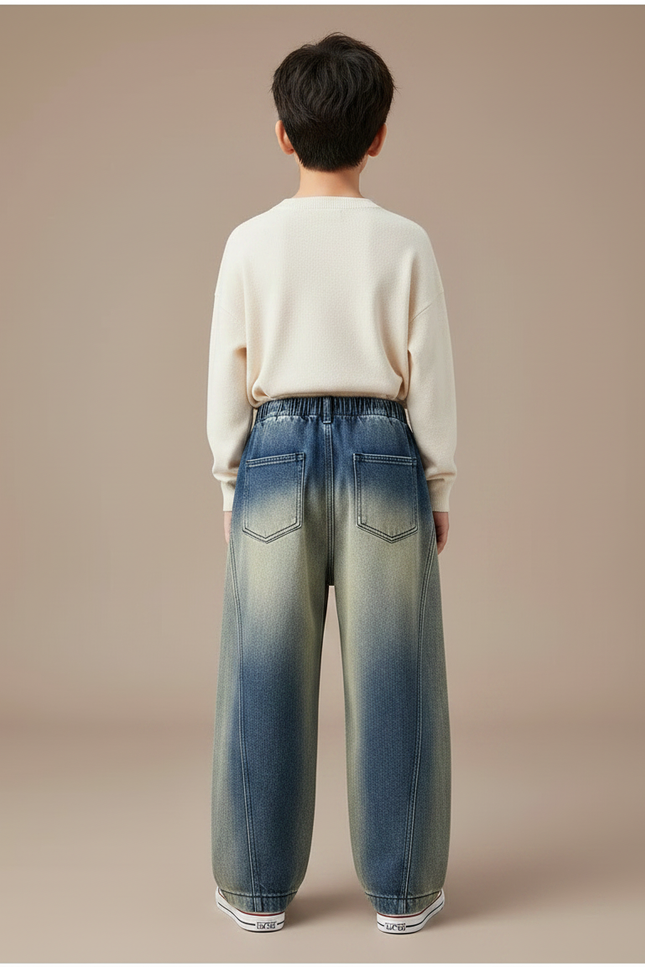 Pantalon Japonais Denim Délavé Ample Enfant Garçons - Multicolore Jean - vue 2