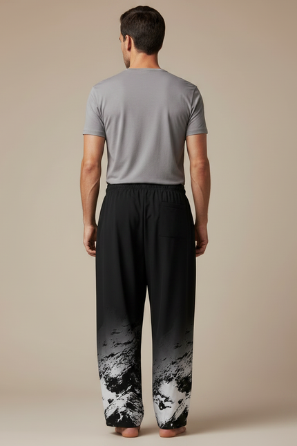 Pantalon Japonais Noir Dégradé Ample Imprimé Cordon - Polyester - vue 2