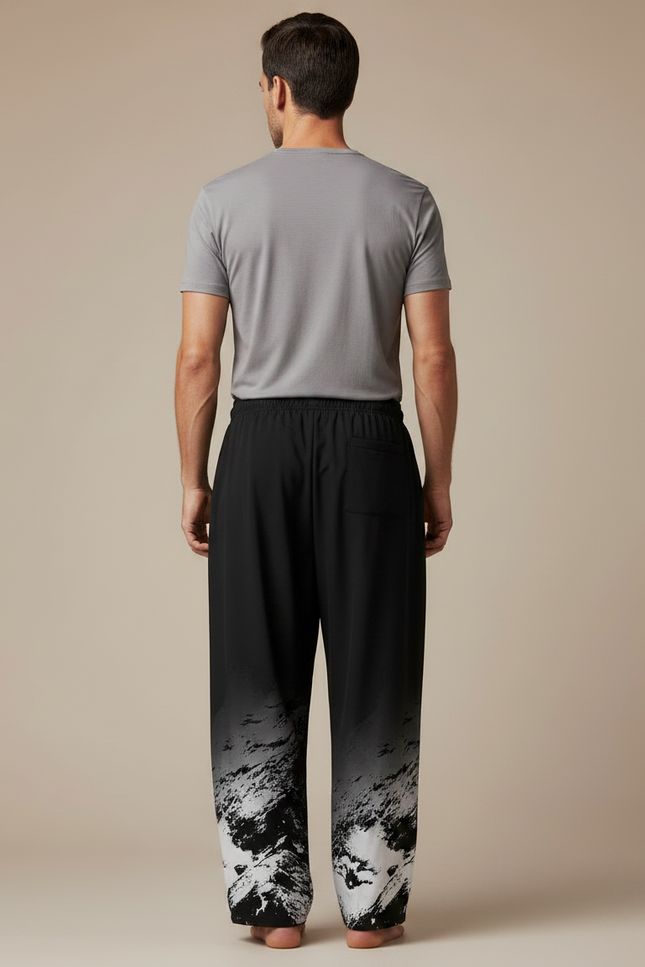 Pantalon Japonais Noir Dégradé Ample Imprimé Cordon - Polyester - vue 2