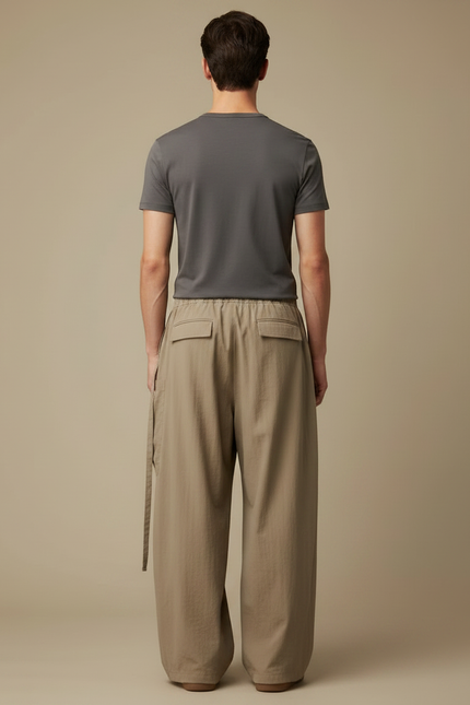Pantalon Cargo Style Japonais - Kaki Coton - vue 2