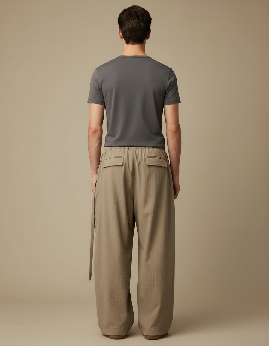 Pantalon Cargo Style Japonais - Kaki Coton - vue 2