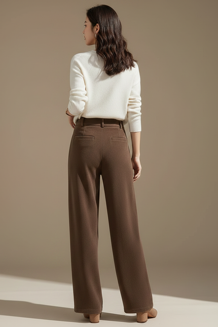 Pantalon Japonais Marron Ample Plissé Velours Élégant - vue 2