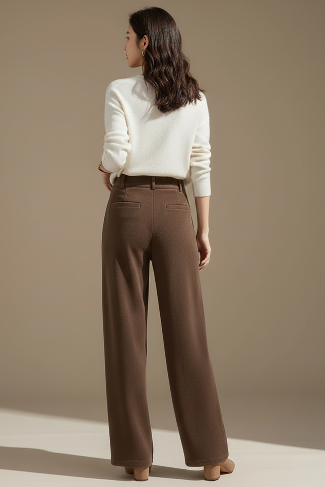 Pantalon Japonais Marron Ample Plissé Velours Élégant - vue 2