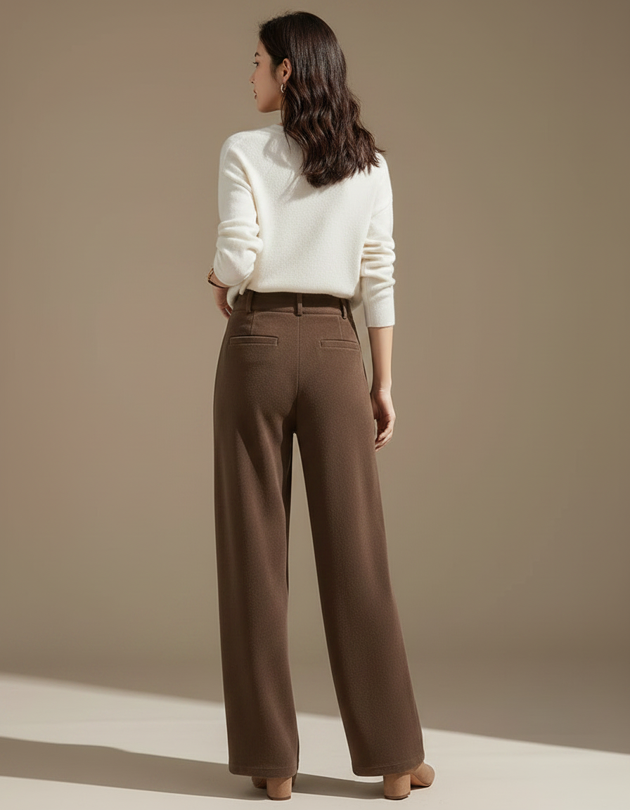 Pantalon Japonais Marron Ample Plissé Velours Élégant - vue 2