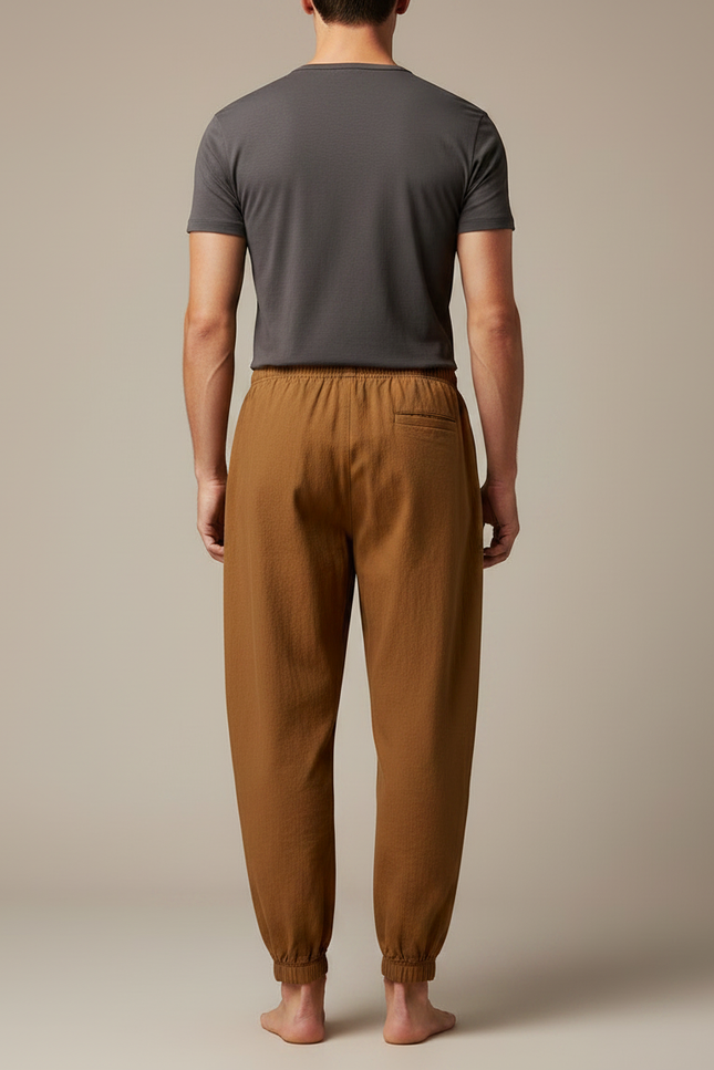 Pantalon Japonais Marron Ample Coton Confortable - vue 2
