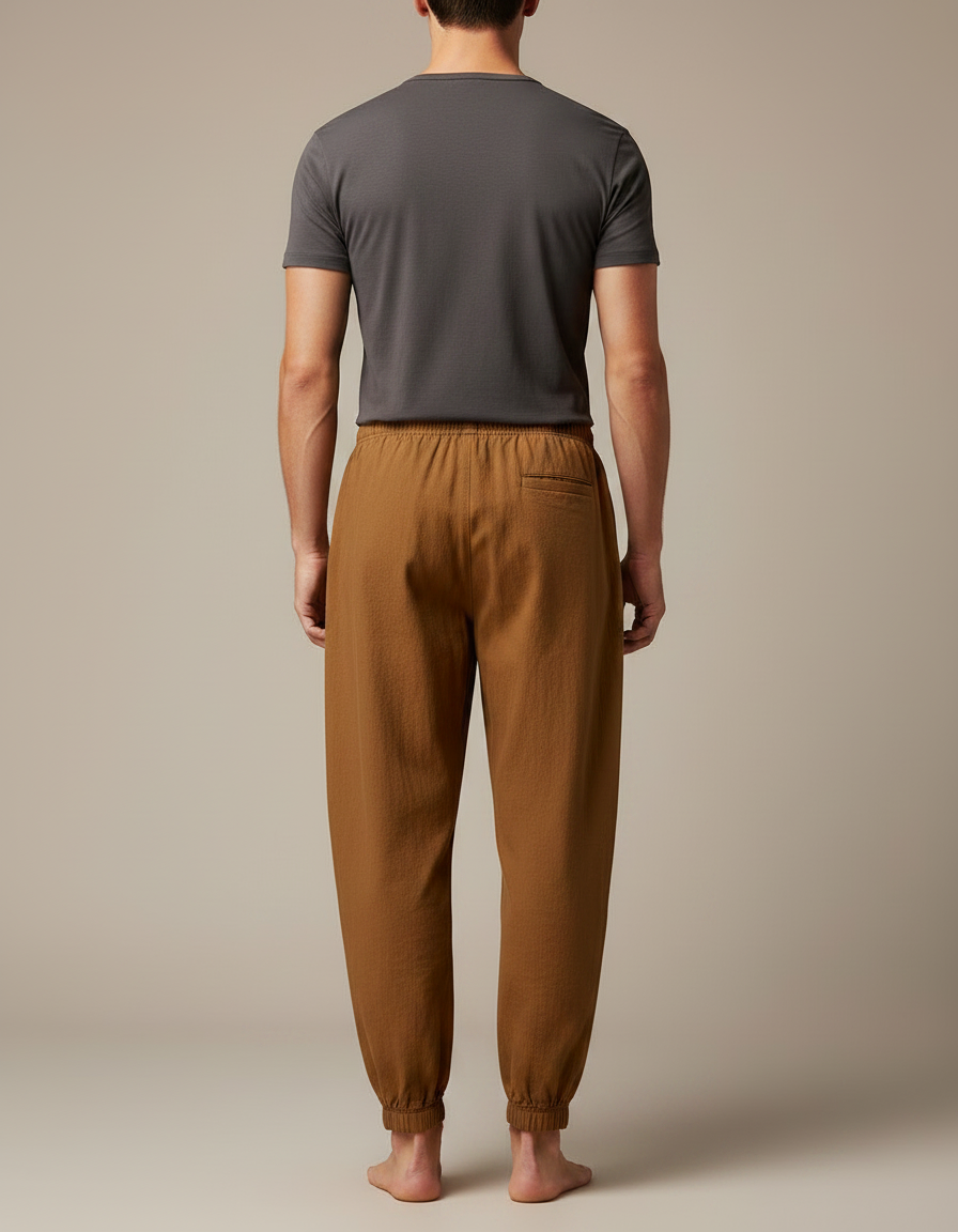 Pantalon Japonais Marron Ample Coton Confortable - vue 2