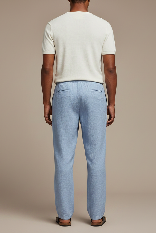 Pantalon Japonais Lin Ample Cordon Bleu Clair - vue 2