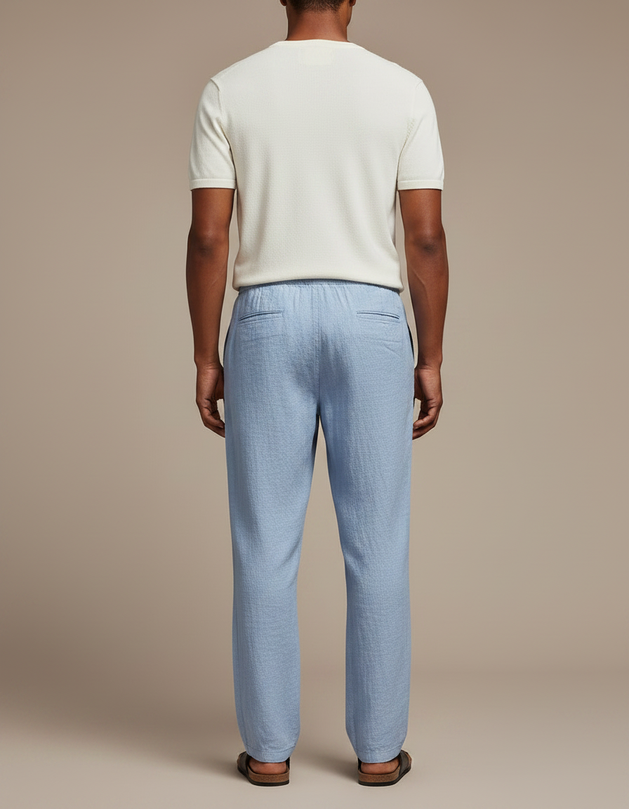 Pantalon Japonais Lin Ample Cordon Bleu Clair - vue 2
