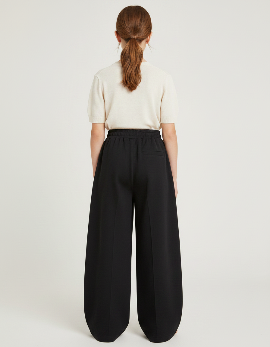 Pantalon Japonais Noir Ample Fluide Coton Enfant - Molleton - vue 2