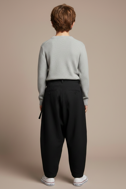 Pantalon Japonais Noir Ample Coton Fluide Moderne - vue 2