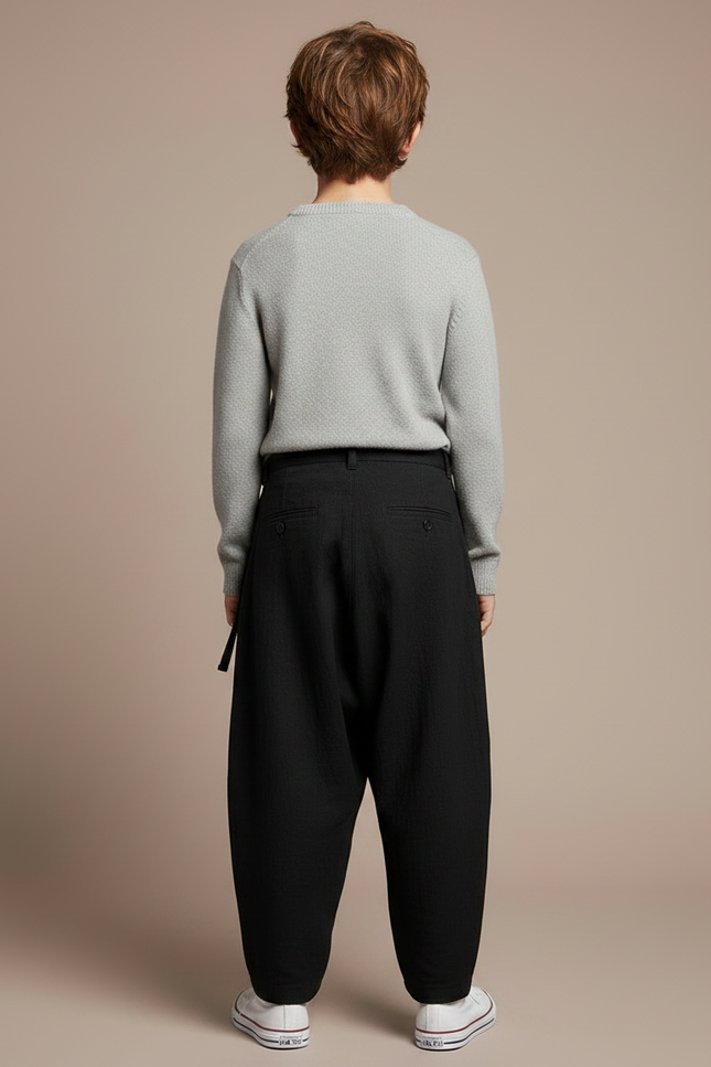 Pantalon Japonais Noir Ample Coton Fluide Moderne - vue 2