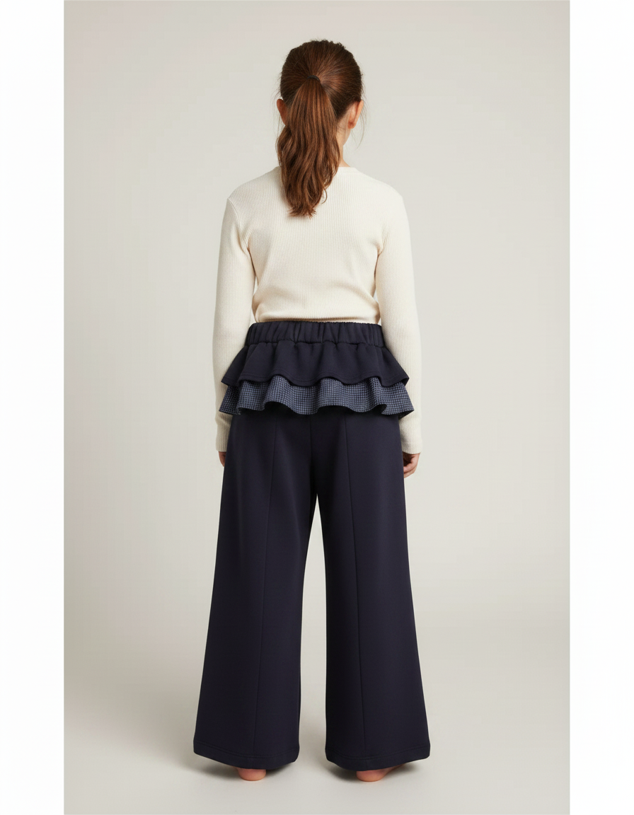 Pantalon Japonais Ample Bleu Marine Épais Enfant - Molleton - vue 2