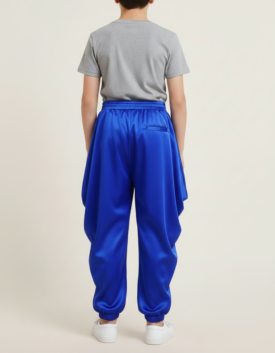 Pantalon Japonais Bleu Satin Ample Enfant Fête - vue 2