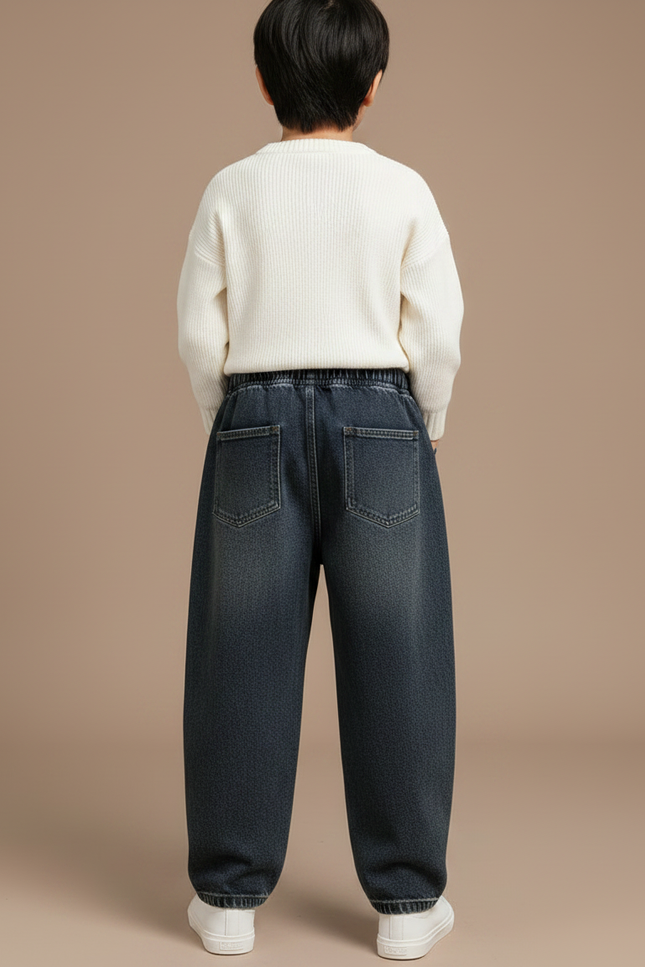 Pantalon Japonais Denim Ample Décontracté Enfant Bleu - Jean - vue 2