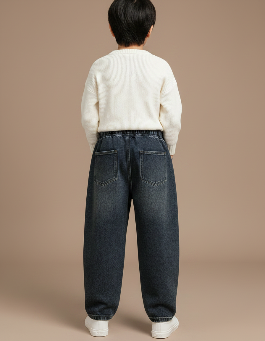 Pantalon Japonais Denim Ample Décontracté Enfant Bleu - Jean - vue 2