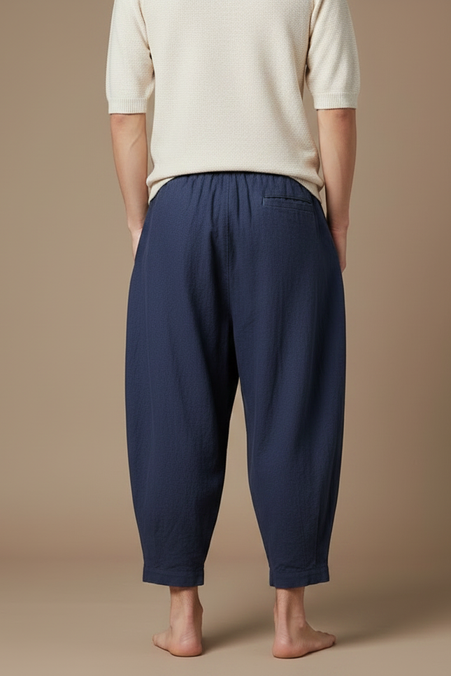 Pantalon Court Japonais Homme - Marine Lin - vue 2