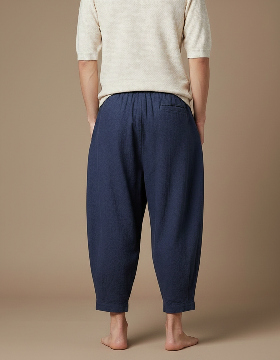 Pantalon Court Japonais Homme - Marine Lin - vue 2