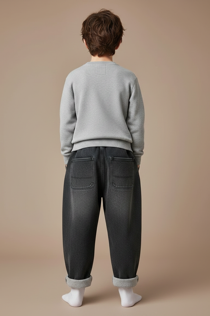Pantalon Japonais Noir Ample Décontracté Cordon Garçon - Molleton - vue 2
