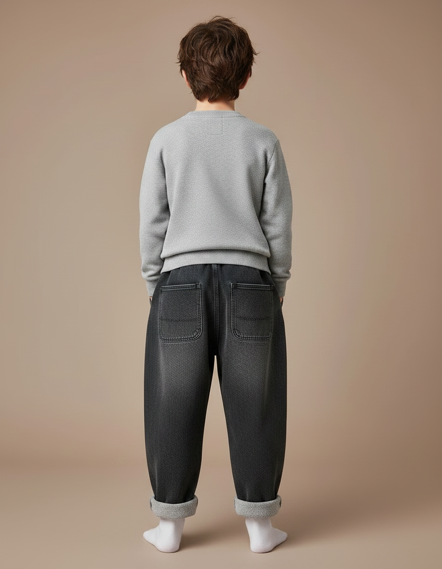 Pantalon Japonais Noir Ample Décontracté Cordon Garçon - Molleton - vue 2