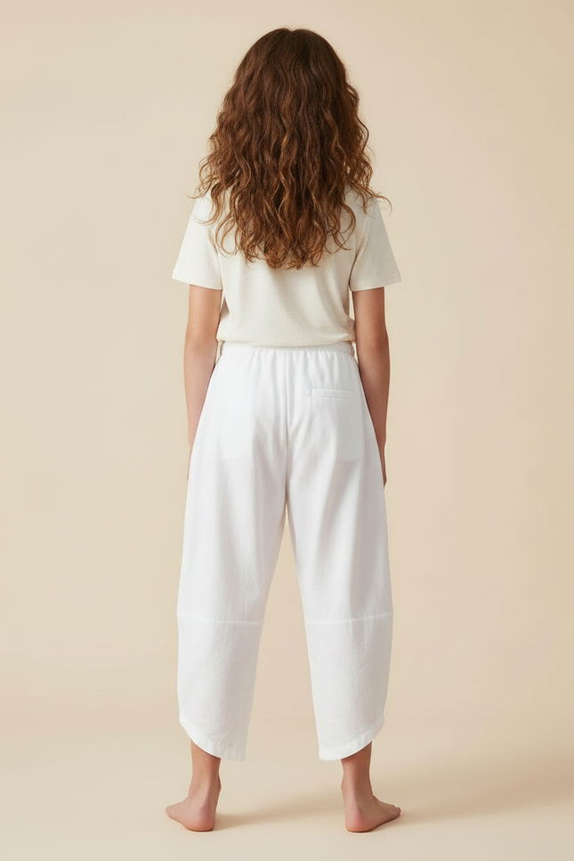 Pantalon Japonais Fille Ample Coton - Blanc Molleton - vue 2