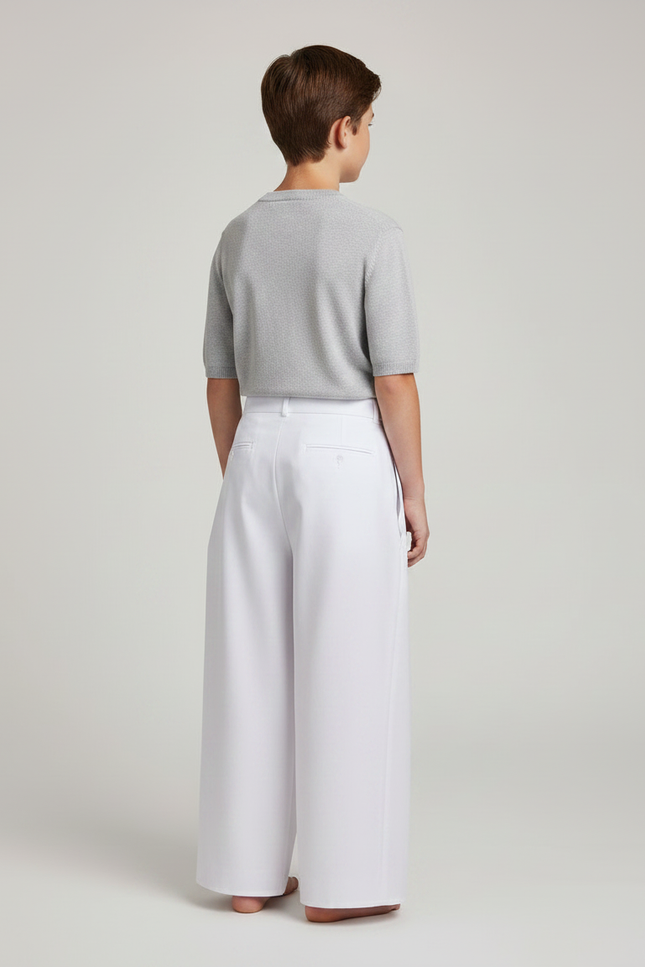 Pantalon Japonais Blanc Plissé Ample Garçon Coton - vue 2