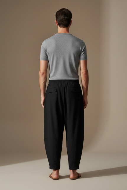 Pantalon Japonais Noir Ample Coton Homme Confortable - vue 2