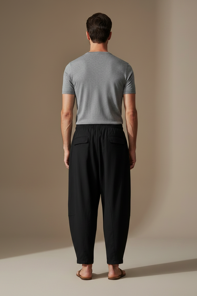 Pantalon Japonais Noir Ample Coton Homme Confortable - vue 2