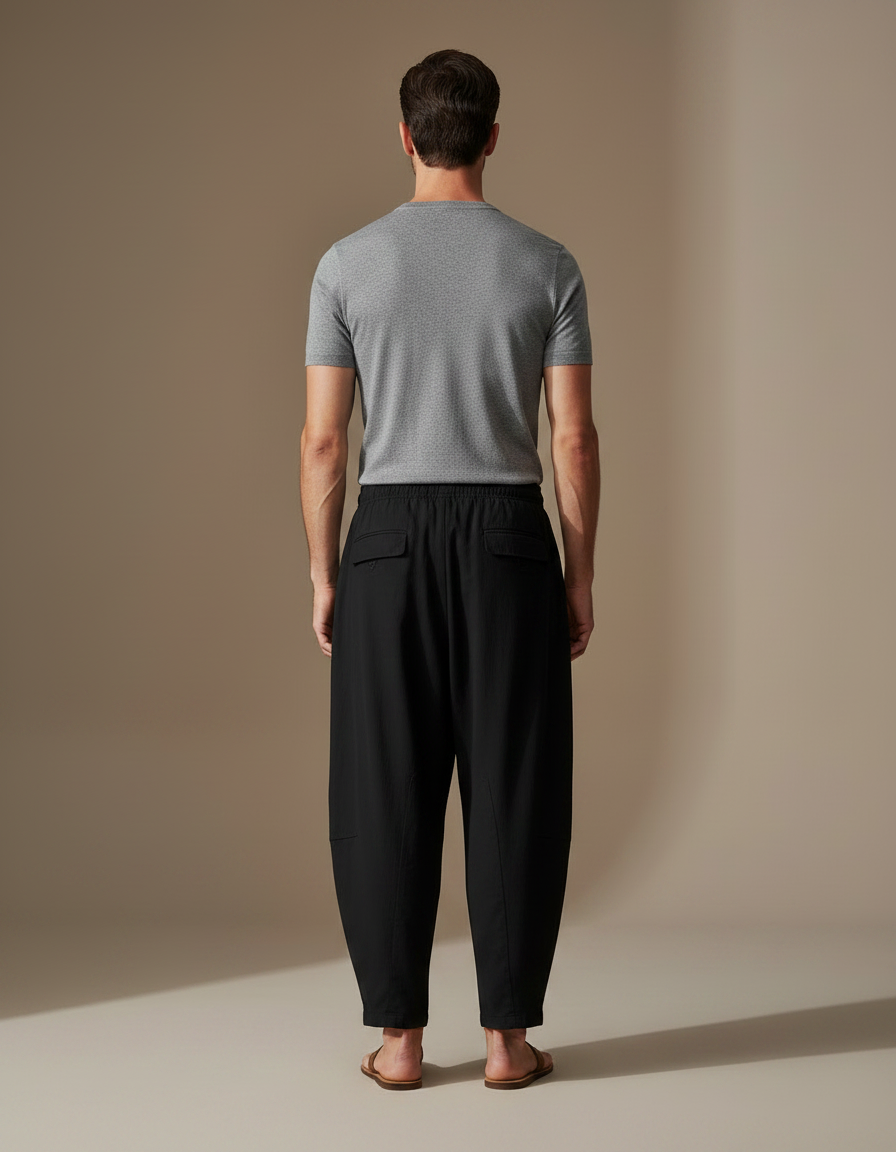 Pantalon Japonais Noir Ample Coton Homme Confortable - vue 2