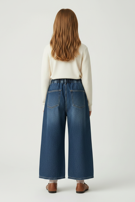 Pantalon Japonais Denim Large Élastique Enfant - Bleu Jean - vue 2