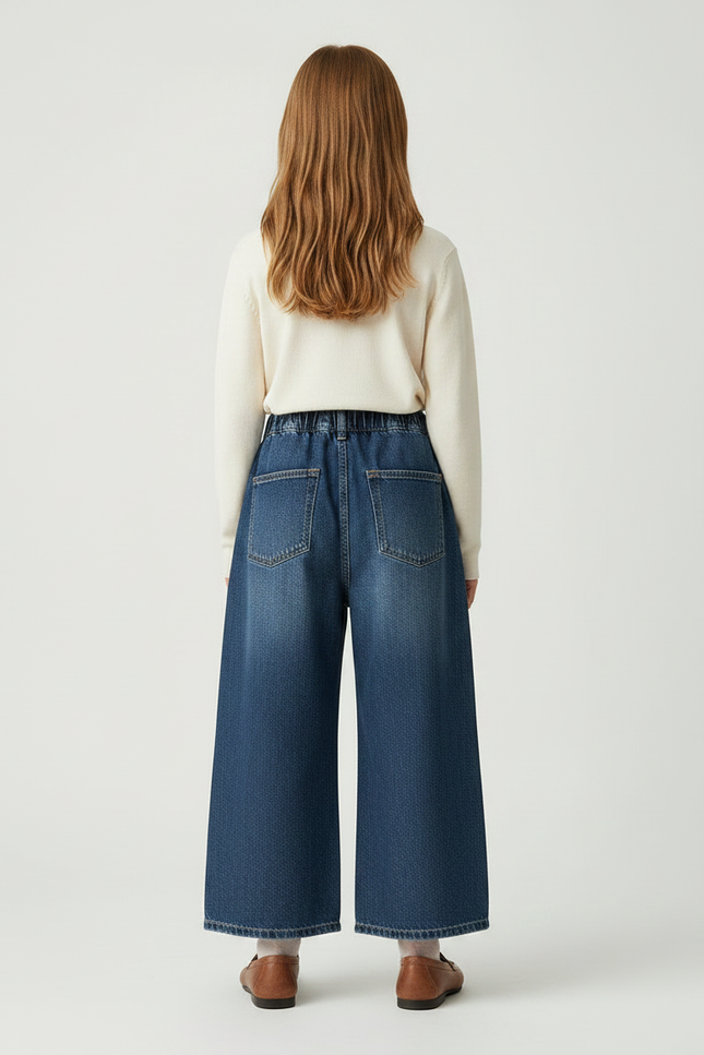 Pantalon Japonais Denim Large Élastique Enfant - Bleu Jean - vue 2