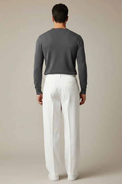 Pantalon Japonais Blanc Ample Droit Décontracté Léger - Gabardine - vue 2