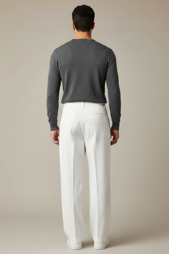 Pantalon Japonais Blanc Ample Droit Décontracté Léger - Gabardine - vue 2