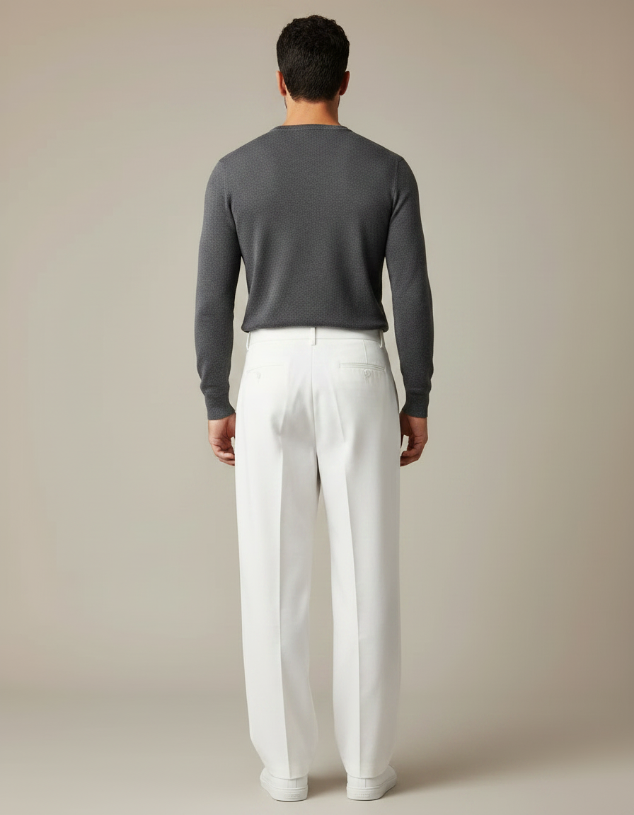 Pantalon Japonais Blanc Ample Droit Décontracté Léger - Gabardine - vue 2