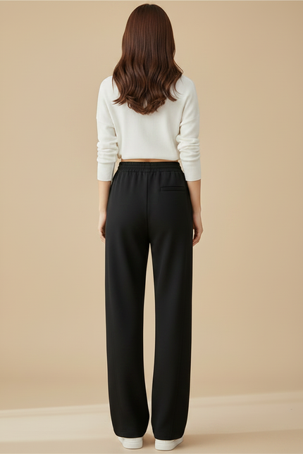 Pantalon Japonais Noir Fluide Ample Décontracté Confortable - Polyester - vue 2